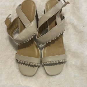 LC Lauren Conrad Cream Strappy Sandals